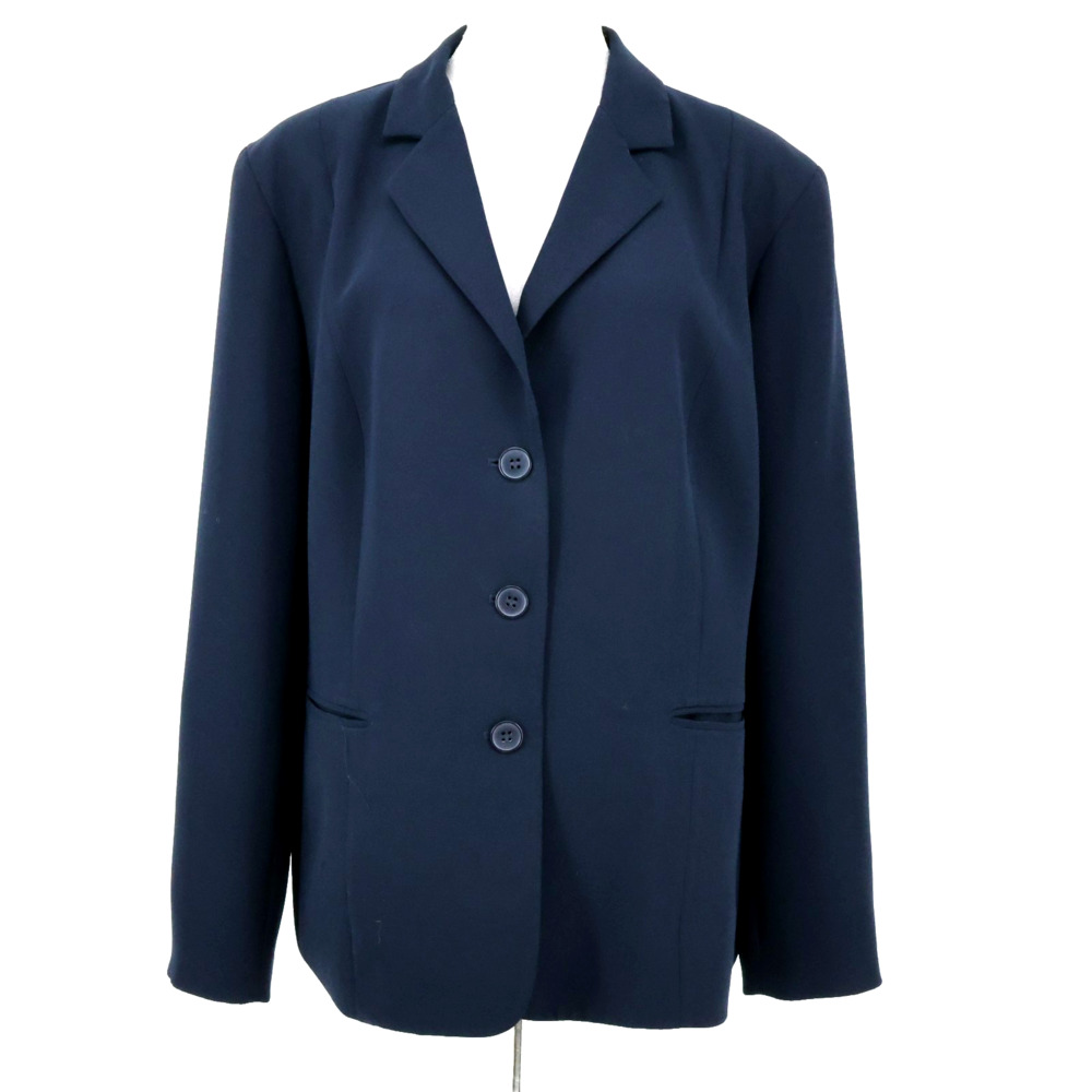 Jones NY Jacket Plus Size 20W Navy Blue Lined Blazer Pockets Career Preppy